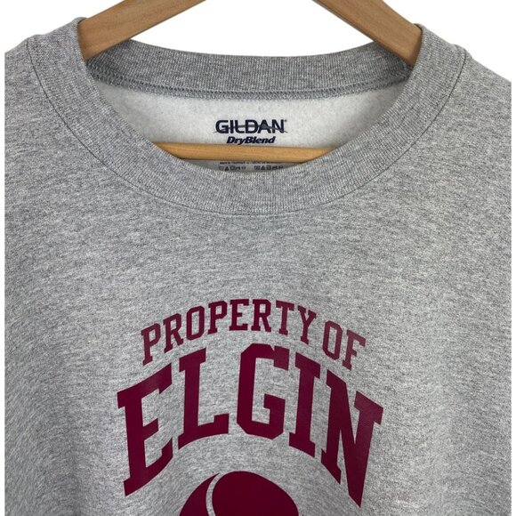 Property Of Elgin Tennis Vintage Gildan Gray Crewneck Sweatshirt Mens Size XL - Picture 2 of 6